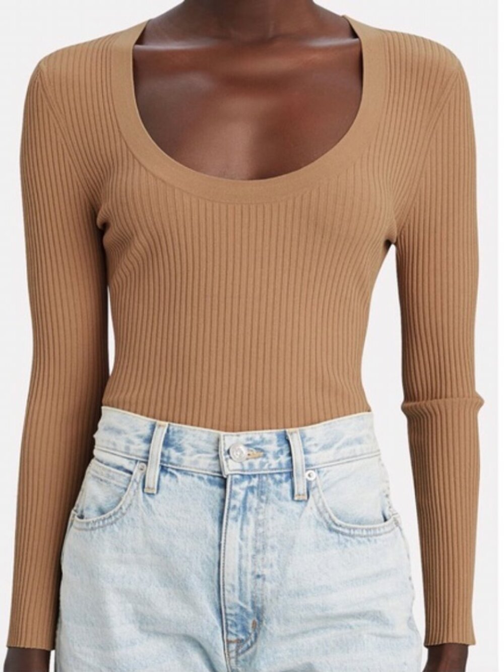 A.L.C. Declan Scoop Neck Rib Knit Beige